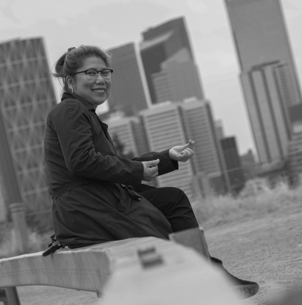 black and white portrait at prince island park calgary city