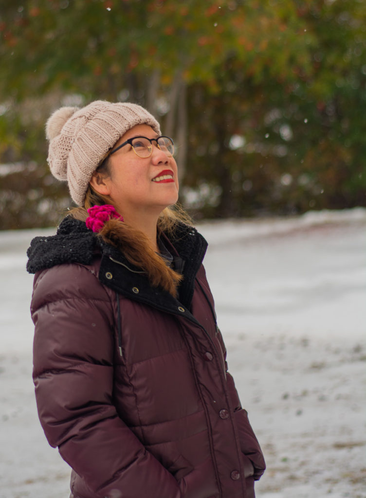 fall season outdoor photo session at olds alberta on a snowy fall day